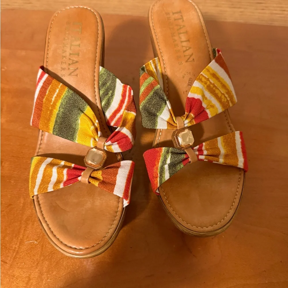 Italian Shoemakers Multicolor Wedge Heel Sandals‎ Colorful